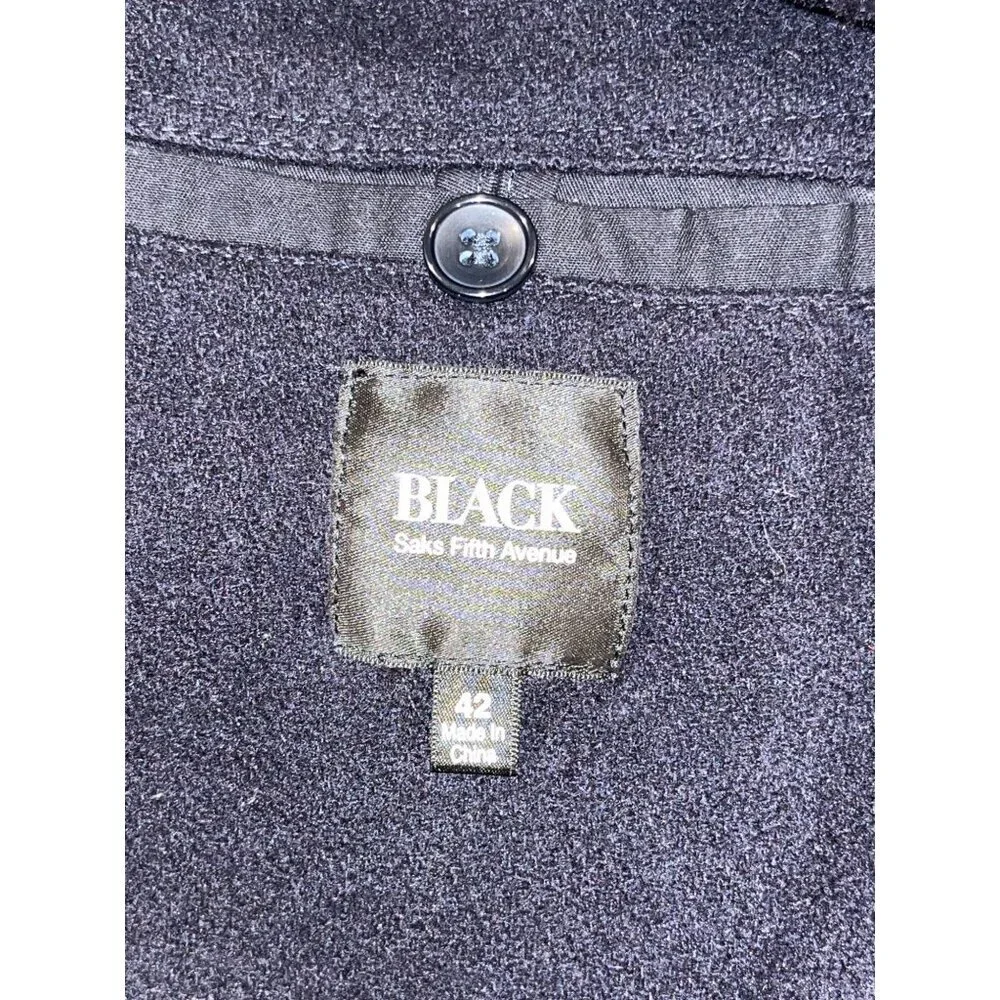 Saks Fifth Avenue Black Three-Button Wool Blend Blazer Jacket Men's Size 42